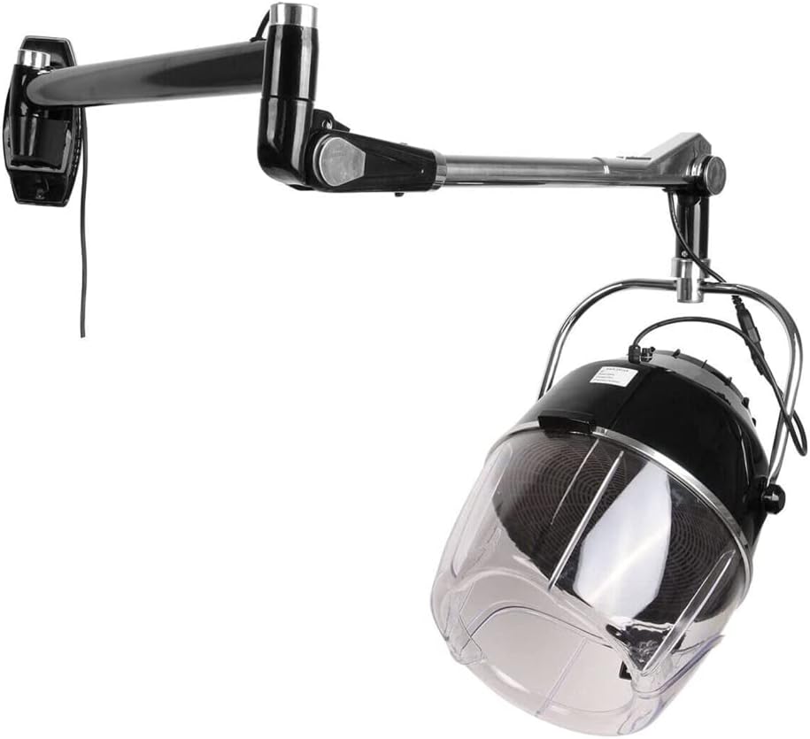 Wall Mounted Hair Dryer with Swivel Arm, Professional Salon Hair Hood Dryer with Timer, Adjustable Temperature, Beauty Barber Spa Equipment