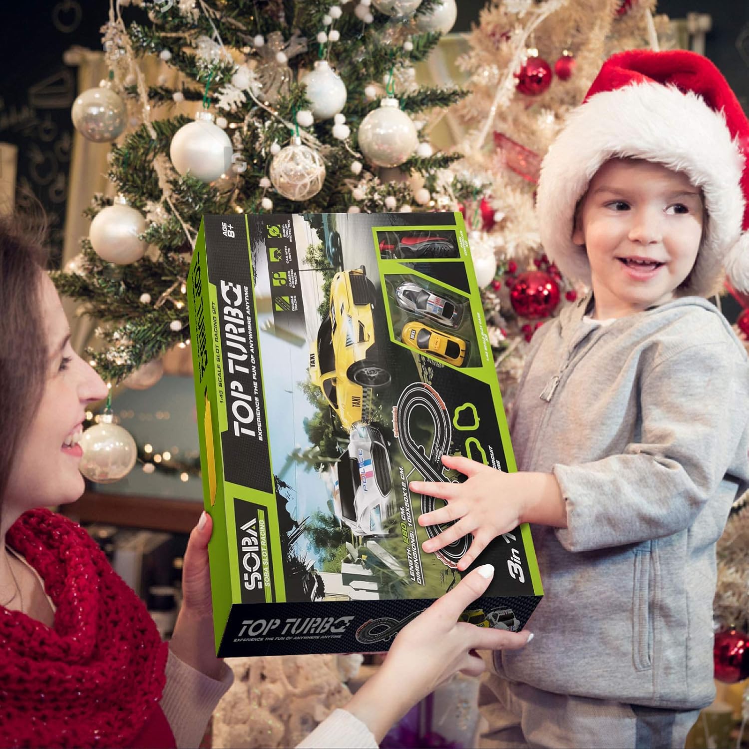 Electric Racing Track Set for Kids High Speed Slot Cars 1:43 Scale Dual Race Track with 2 Controllers for Boys 8-16 Years Old Children Gifts
