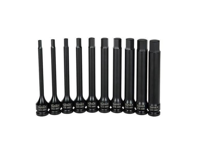 Sunex 2638L 1/2x22 Drive Long SAE Impact Hex Driver Set