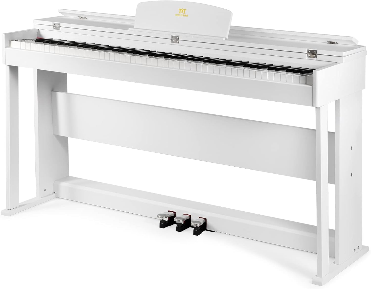 MUSTAR Digital Piano Keyboard 88 Keys Full Weighted Hammer Action Keyboard Piano for Beginners, Black Digital Piano 88 Weighted Keys with Dual Stereo Speakers, 3 Pedals, Furniture Stand, Black