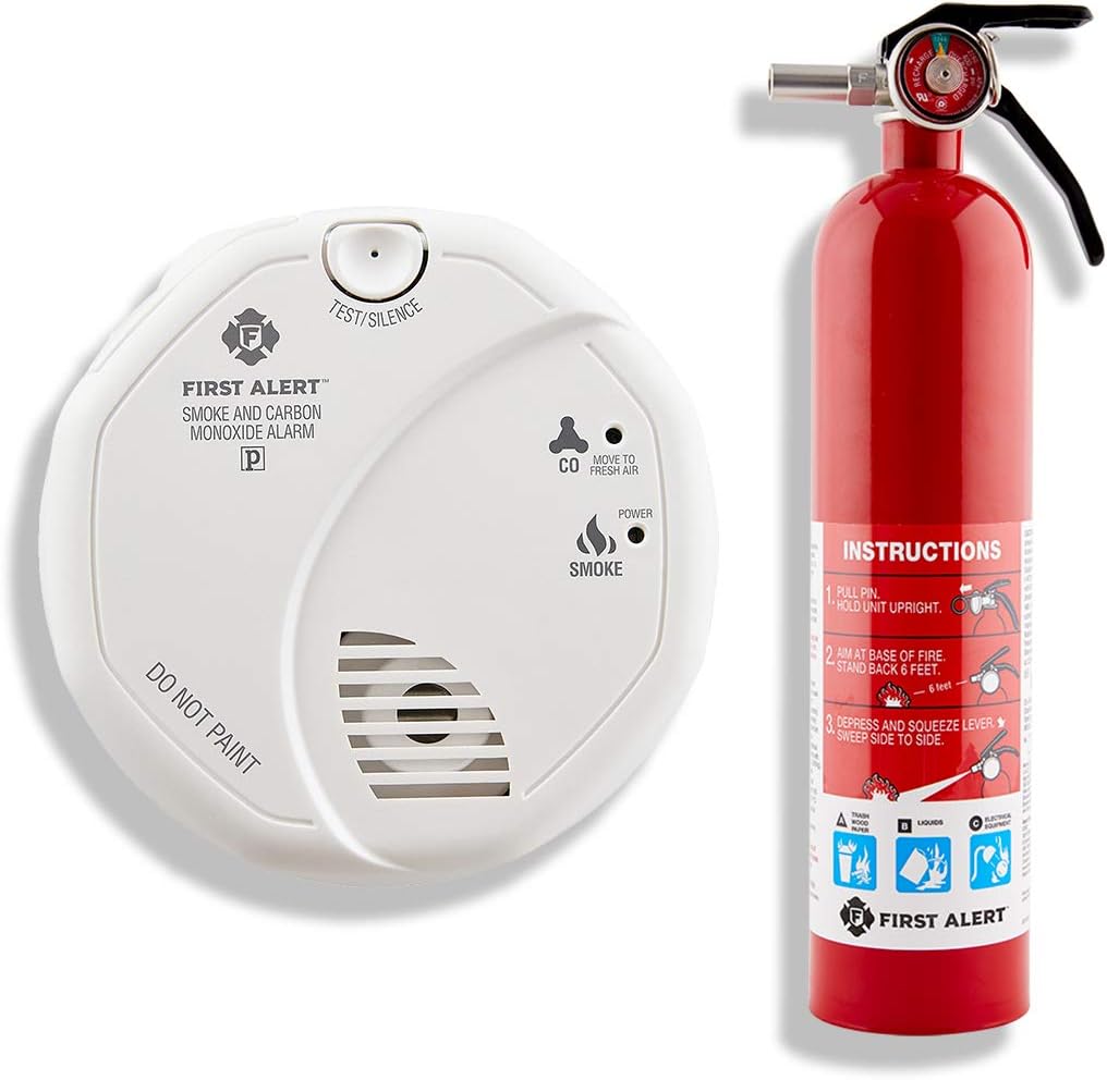 First Alert SCO5CN Battery Operated Smoke and Carbon Monoxide Detector 1-Pack with Home Fire Extinguisher