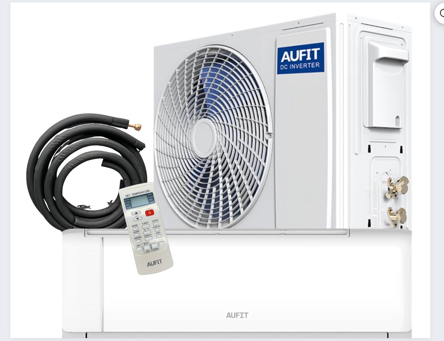 Aufit Series, Mini Split Air Conditioner and Heater, 12,000 BTU, 220V, 21 SEER2, Wall Mount Ductless Inverter Heat Pump System, Including 9ft Installation kit