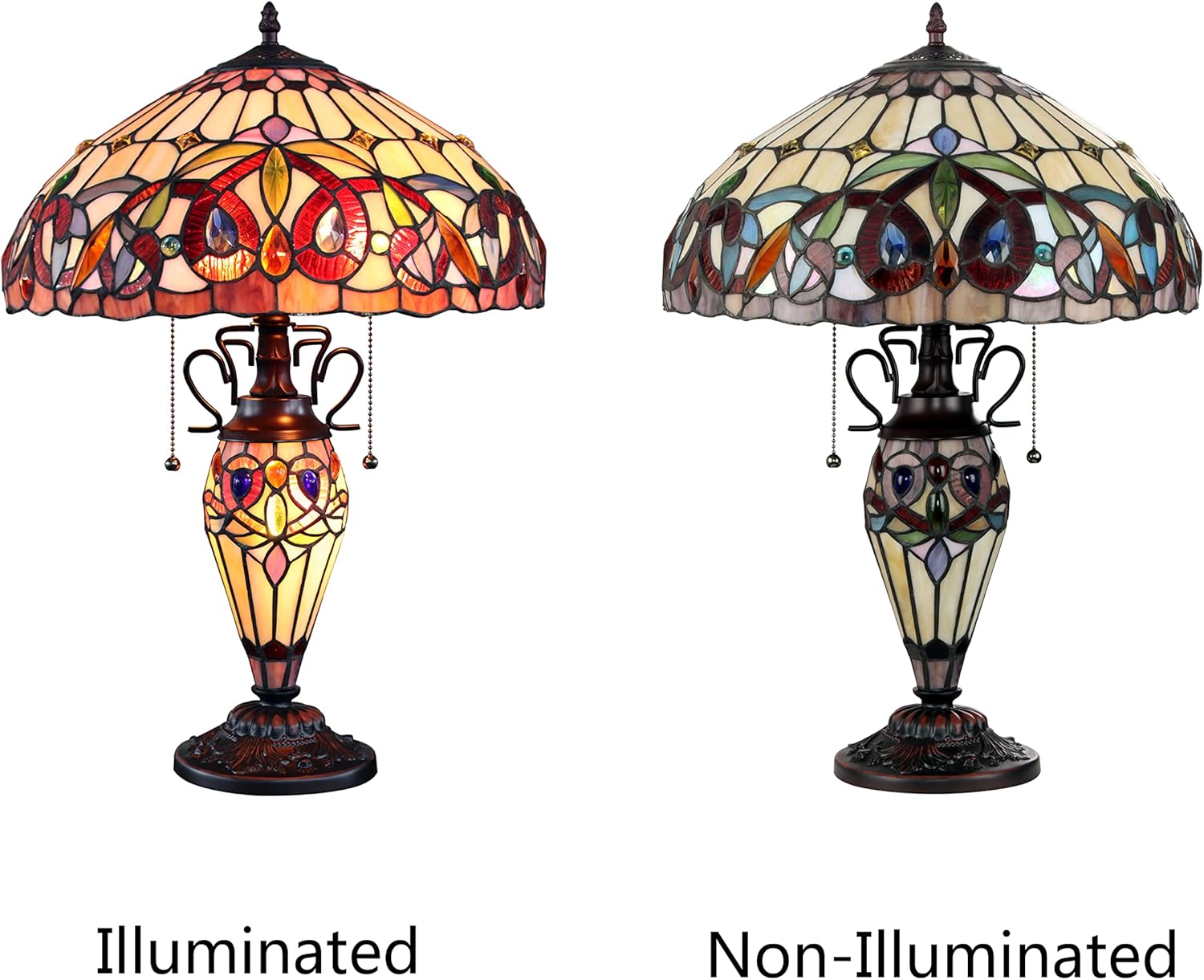 Chloe Lighting SERENITY Tiffany-style Dark Bronze 3 Light Double Lit Table Lamp 16" Shade