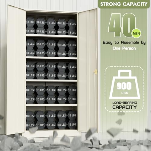 Incbruce 72” Metal Storage Cabinet, Garage Cabinets and Storage System with Doors and Shelves, Tall Lockable Tool Cabinet for Garage, Office, Home (Black)