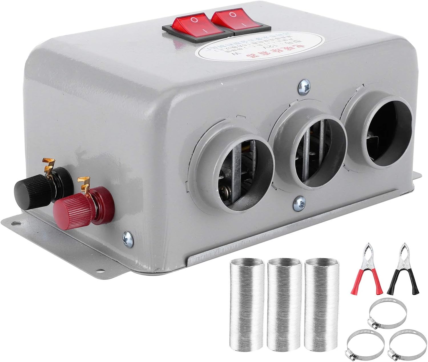 Akozon 12V Compact Car Heater 3 Hole 600W-800W Winter Fast Heating Warmer Frost Removing Low Noise for 12 Volt Heater Pack of 2