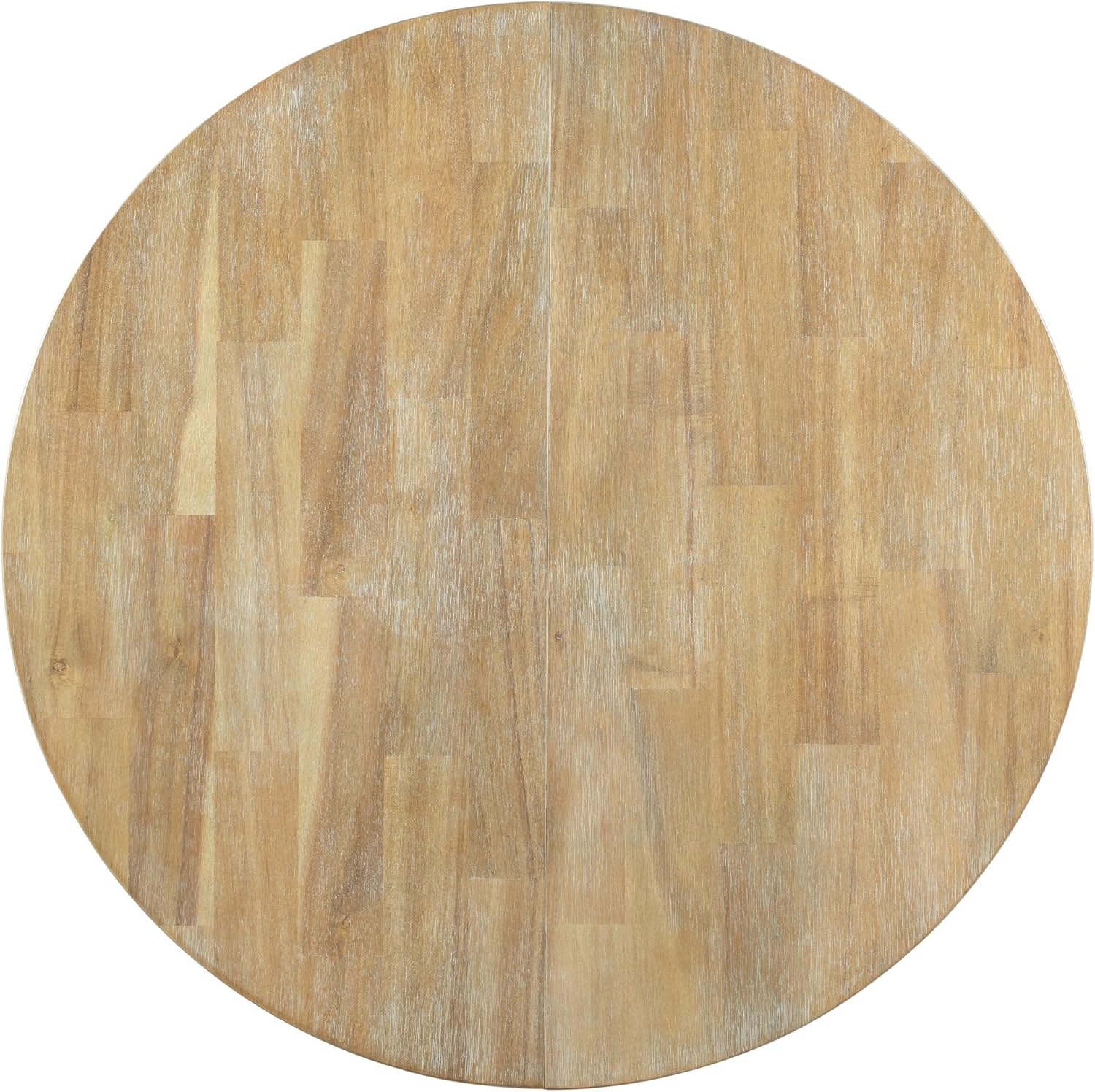 Gecheer Farmhouse Round Extendable Dining Table with 16" Leaf Wood Kitchen Table (Natural Wood Wash)