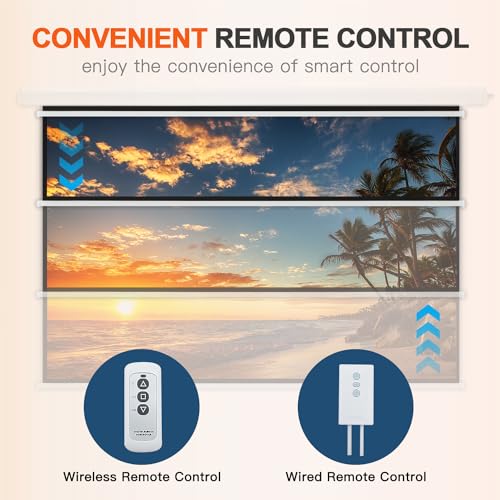 YODOLLA 100" Projector Screen Motorized 4:3, 4K HD Pull Down Retractable Projection Screens Electric Automatic Wall Ceiling Movie Screen for Office Classroom Indoor with Remotes…