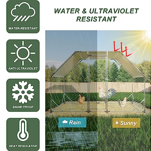 Large Metal Chicken Coop Run with Cover,13 x 10 x 6.4 FT Walk-in Poultry Cage Run with Lockable Doors,Chicken Pen for Outdoor, Backyard, and Farm,Suitable for Chickens and Other Poultry