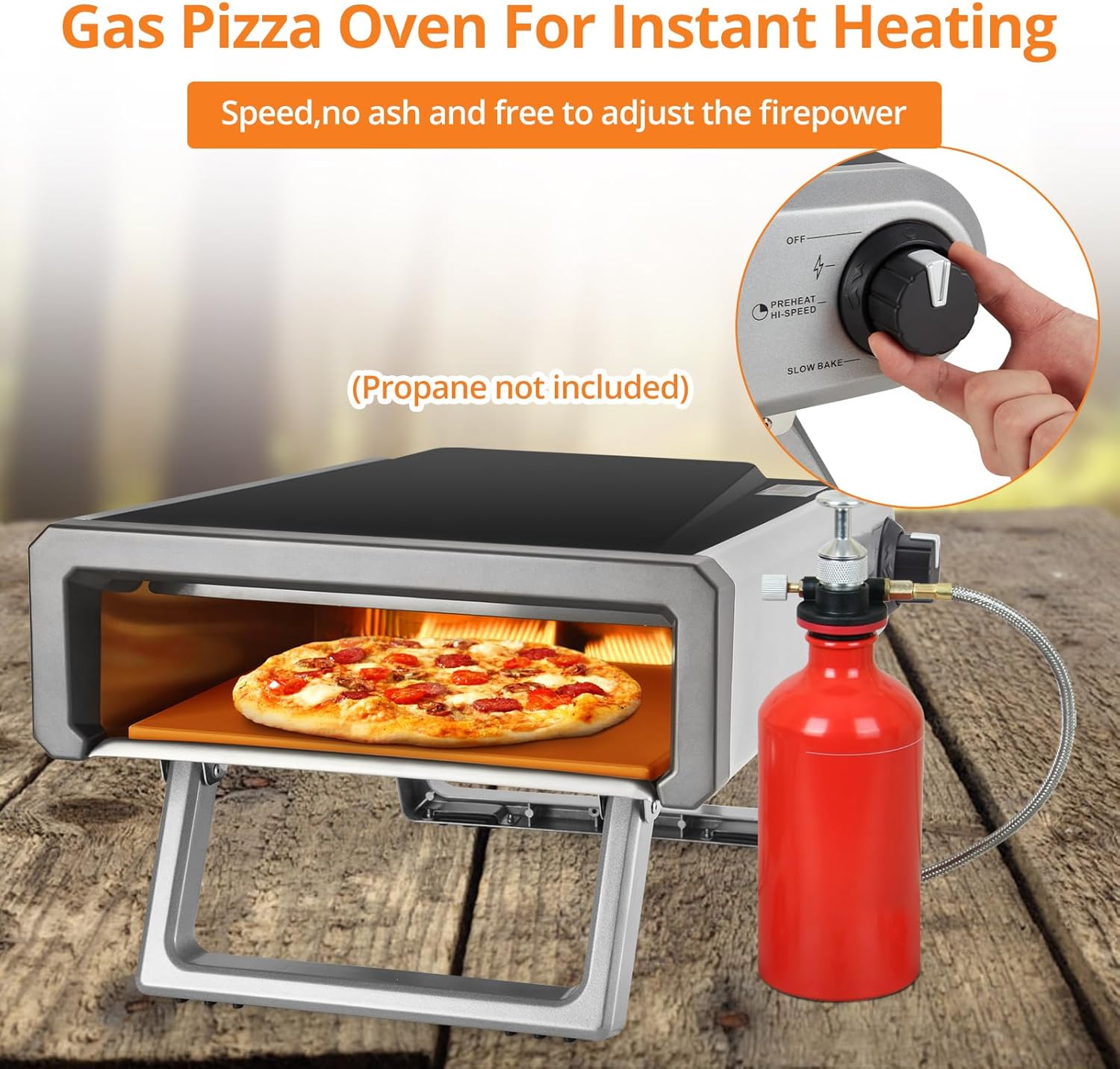 Pizza Oven Outdoor Gas Propane Portable Pizza Ovens, 12” Stainless Steel for Outside Backyard Kitchen Camp With Accessories Kit