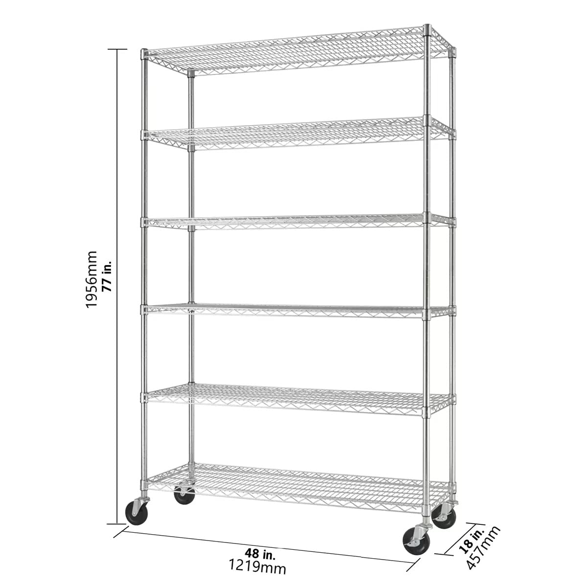 Trinity NSF 6-Tier Wire Shelving Rack, 48"x18"x72"