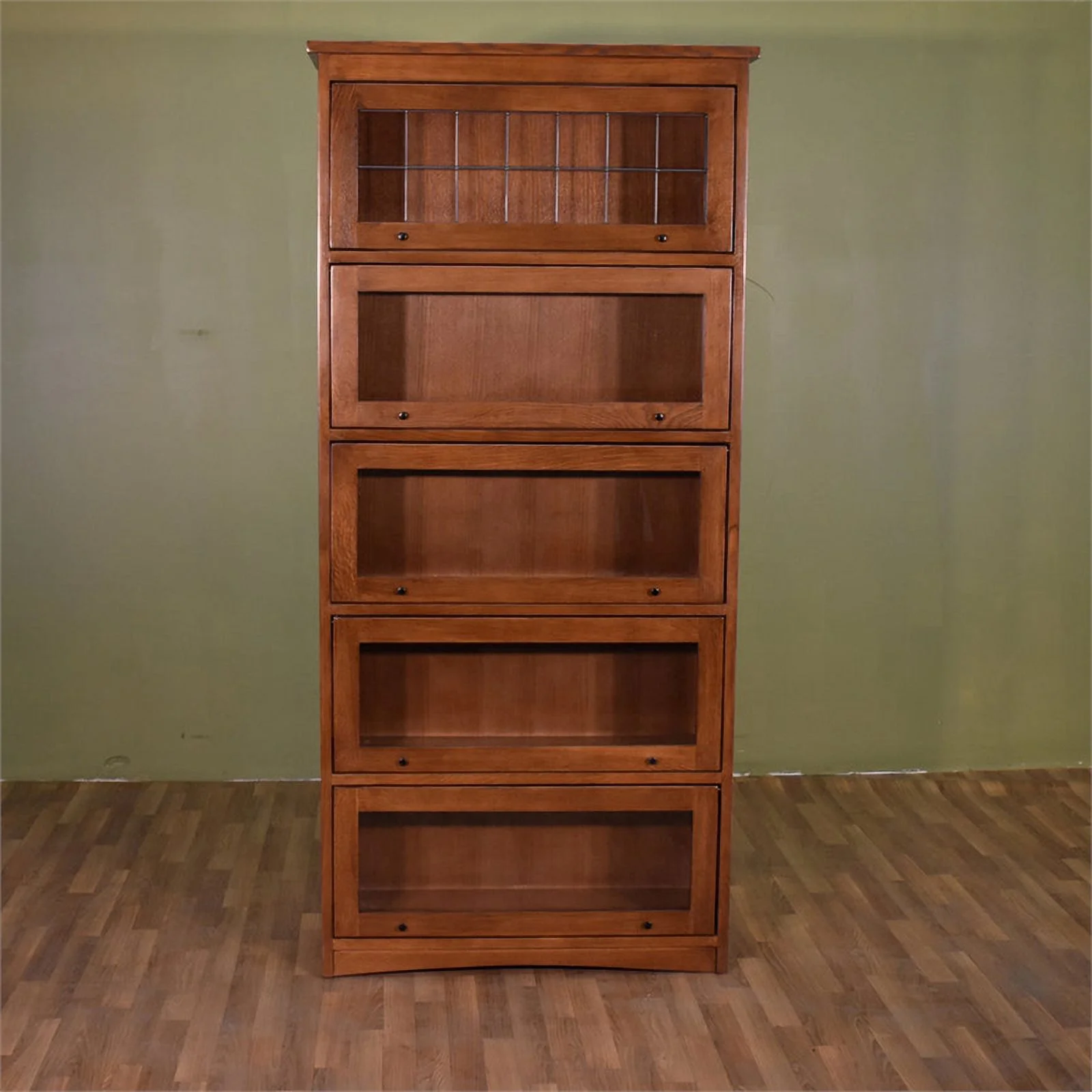 Crafters and Weavers Arts and Crafts 35.25" Wood Barrister Bookcase in Brown