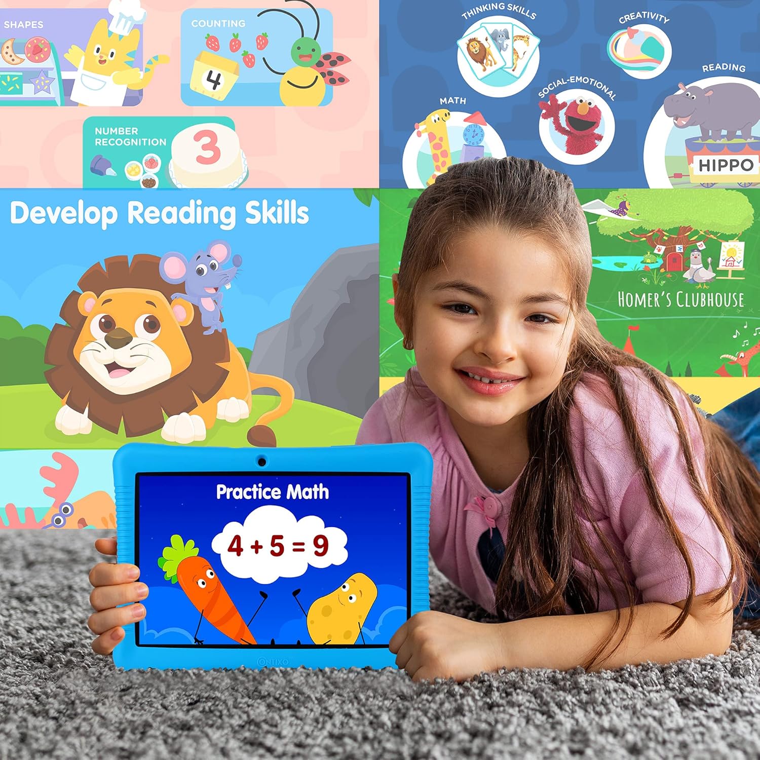 Contixo Kids Tablet K102, 10-inch HD, ages 3-7, Toddler Tablet with Camera, Parental Control, Android 10, 32GB, WiFi, Learning Tablet for Children with Teacher's Approved Apps and Kid-Proof Case, Blue