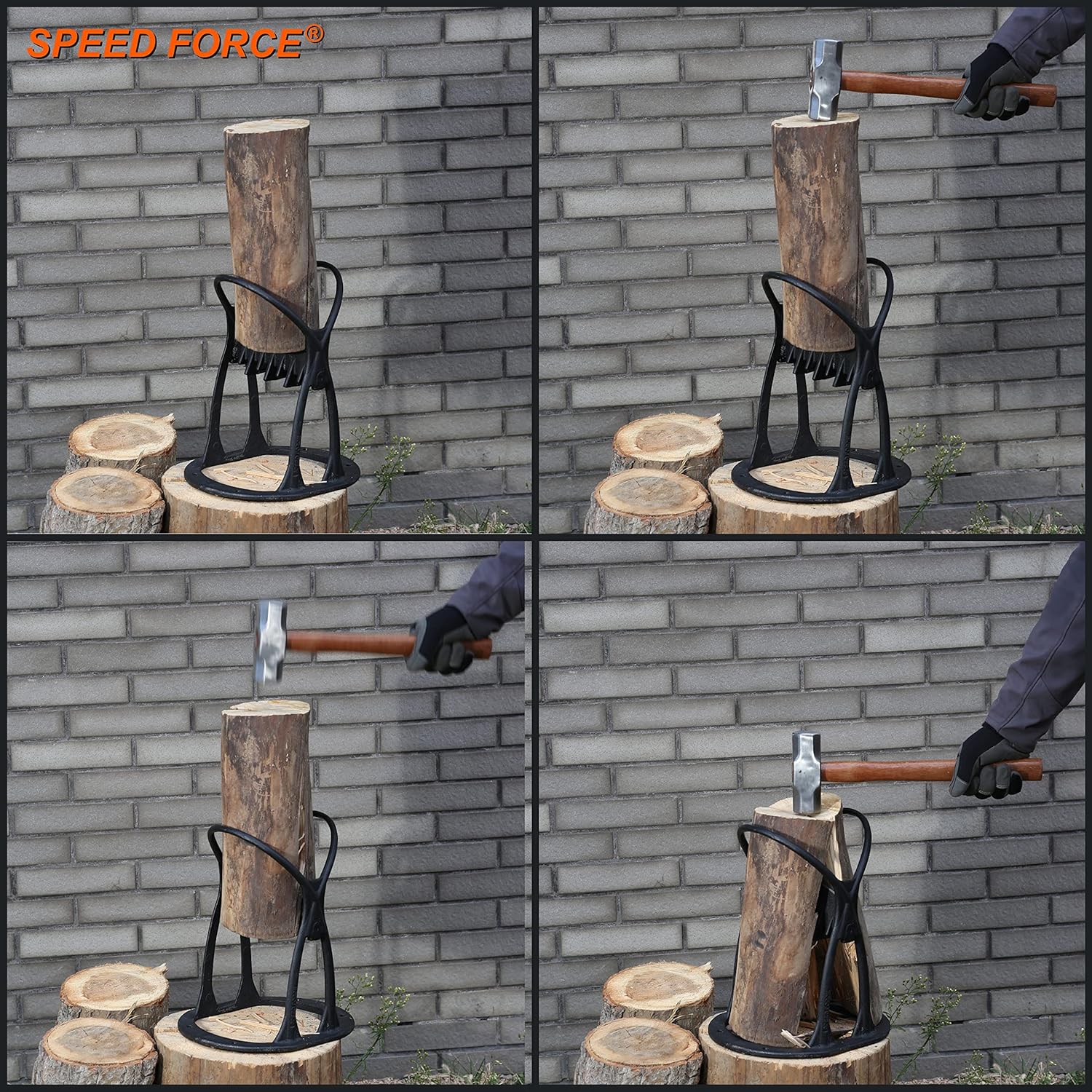 SPEED FORCE Firewood Splitter-Kindling Splitter-Log Splitter-Wood Splitter-Kindling Cracker �C No Axe��Manual Log Splitter Wedge Made from CAST Steel Pack of 2
