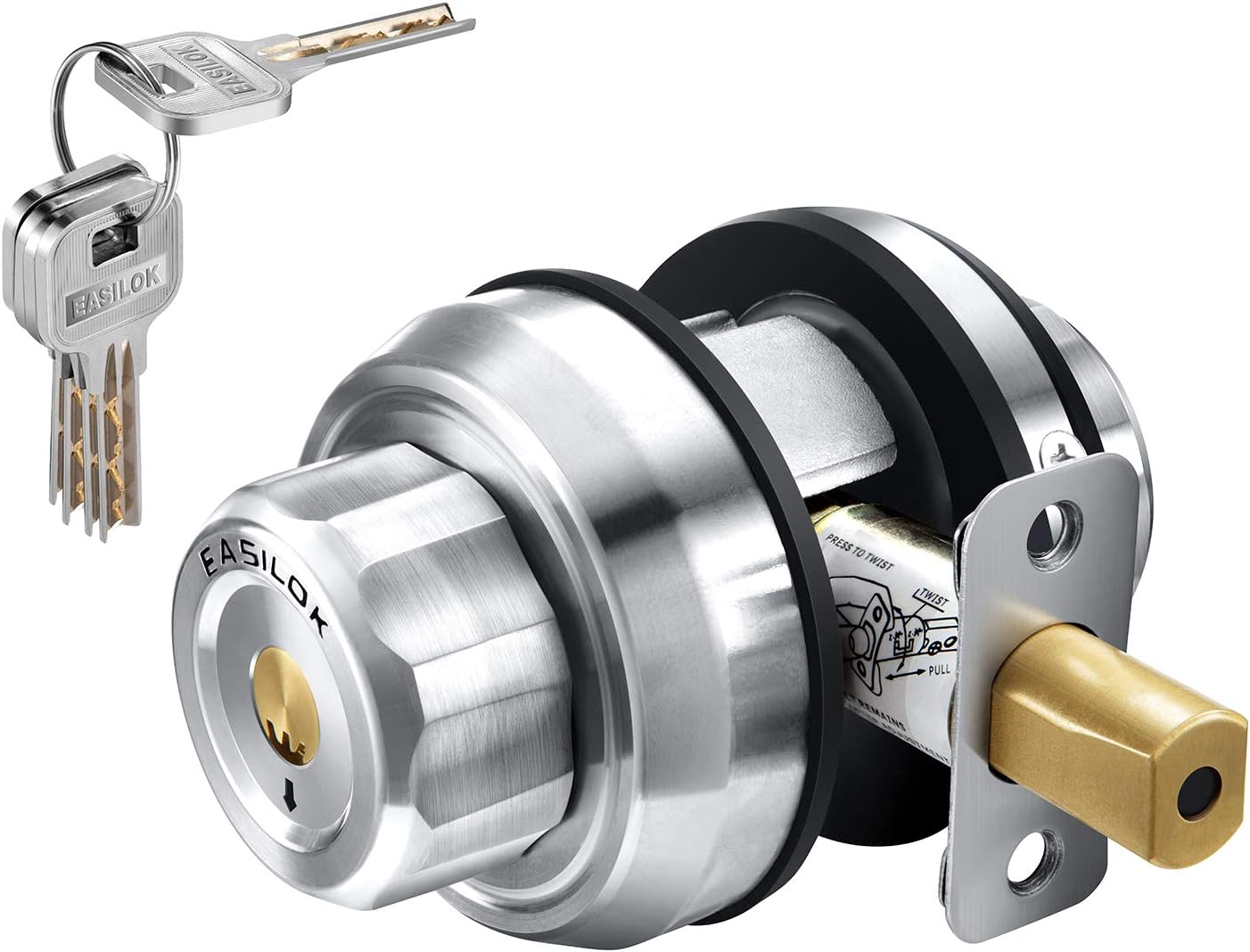 Twist to Lock deadbolt Lock keyless,Either Keeping Front Door Lock Locked as Well Unlocked Status As You Want by Child Safety Lock-Dead-Button on Interior Door knob,Single Cylinder