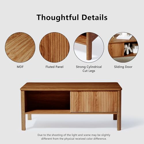 Led TV Stand and Coffee Table Set, Mid Century Modern TV Stand 65 inch TV Table Stand with Sliding Doors, Coffee Table with Storage, Marble Grain Wood Smart Large Living Room Table (Black)
