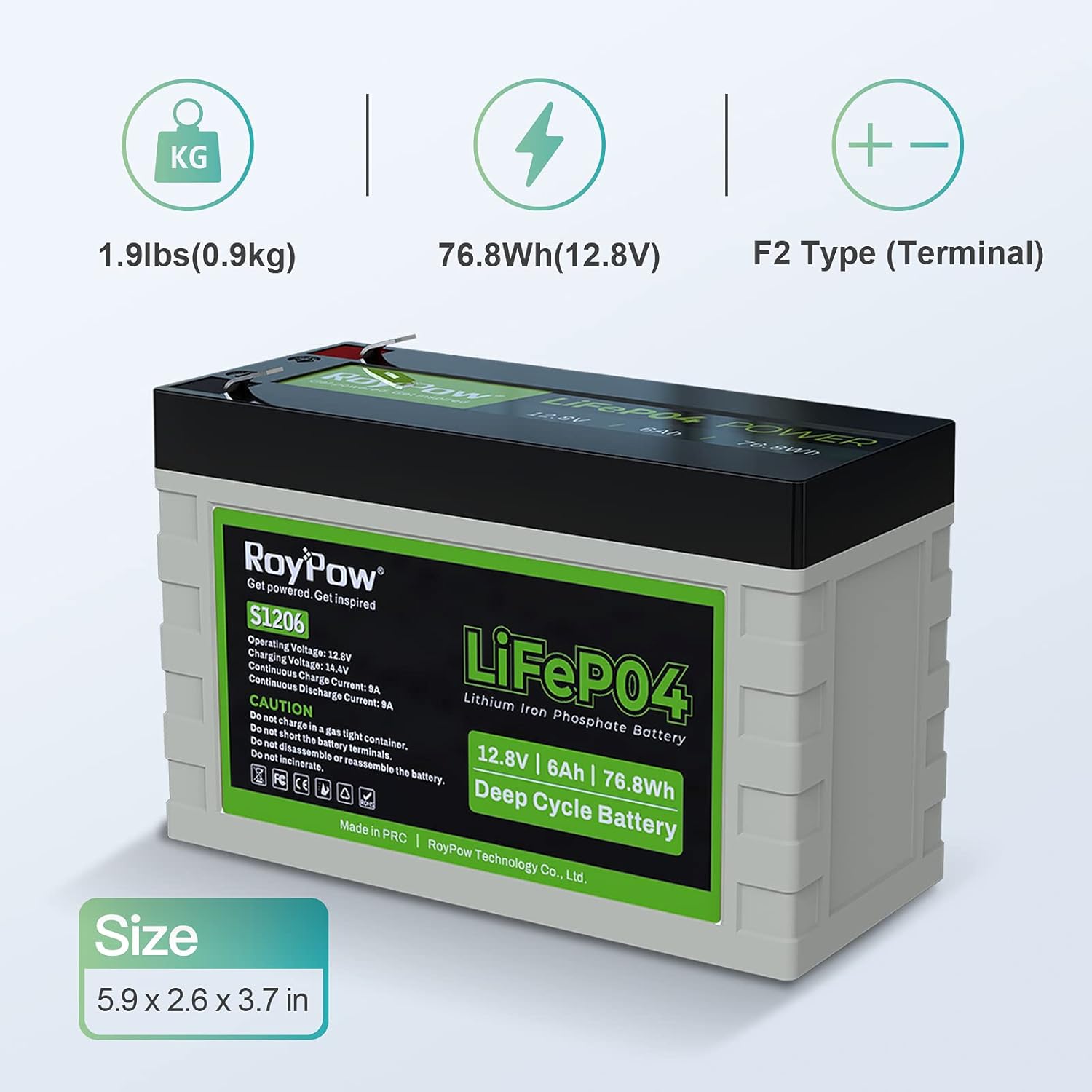 12V Lithium Battery 30Ah, RoyPow Deep Cycle LiFePO4 for RV, Solar Marine and Off-grid Applications