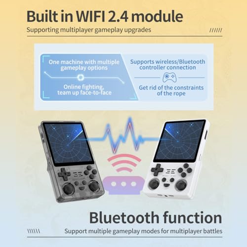 RGB20SX Handheld Game Console with 30,000 Classic Games, 4 Inch IPS Video Game Player, 16+256G Linux System RK3566 Portable Retro Gaming Console for Adults, Transparent Black