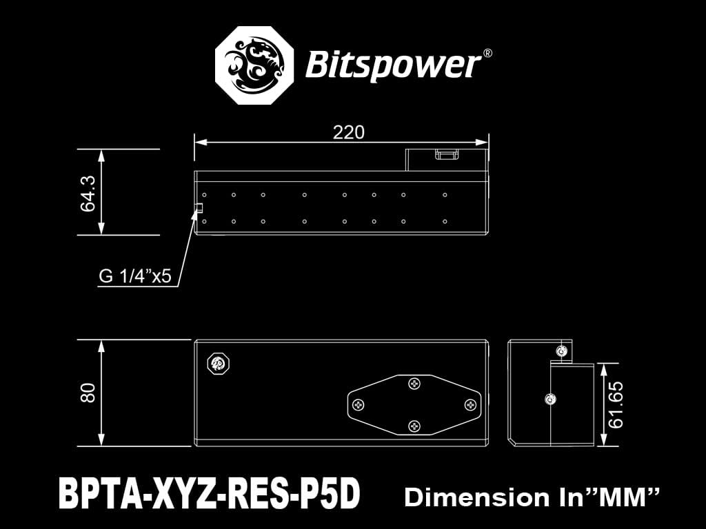 Bitspower Touchaqua XYZ P5D Pump/Reservoir Combo, D-RGB