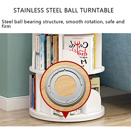 2/3/4/5/6 Tier Revolving Bookshelf Revolving Bookcase 360° Display Rack White Bookshelf Rotating Round Bookcase Wooden for Living Room Bedroom(Size:40 * 40 * 98cm)