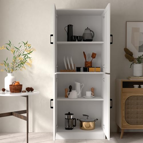 Black Kitchen Pantry Cabinet, 71" Tall Kitchen Storage Cabinet with doors, Freestanding Wooden Storage Cabinet for Kitchen, Dining room, Hallway