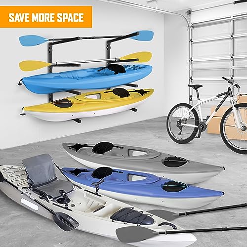 Yes4All Kayak Wall Rack 400lbs 4 Adjustable Levels Kayak Storage Rack for Garage Heavy Duty Kayak Racks