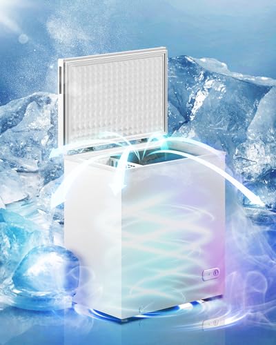 7.0 Cubic Feet Chest Freezer, White Deep Freezer with Removable Baskets, Free Standing Top Open Door Compact Freezer with Adjustable Temperature (7.0 Cu.Ft)