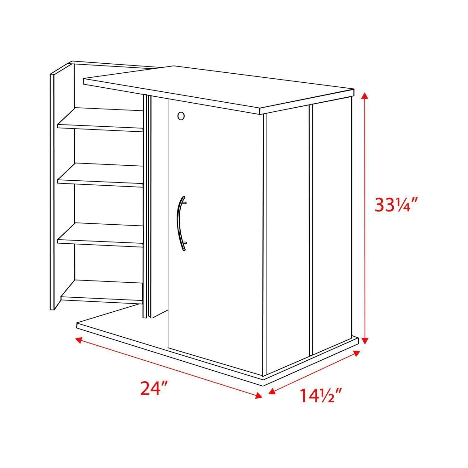 Prepac Locking Media Storage Cabinet, Black