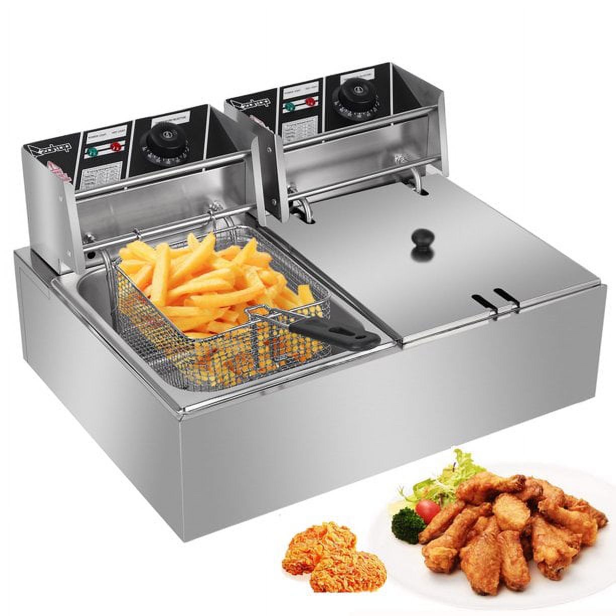 OTFitness Electric Fryer Commercial 12.7QT/12L 5000W Professional Electric Countertop Deep Fryer Dual Tank Stainless Steel for Restaurant