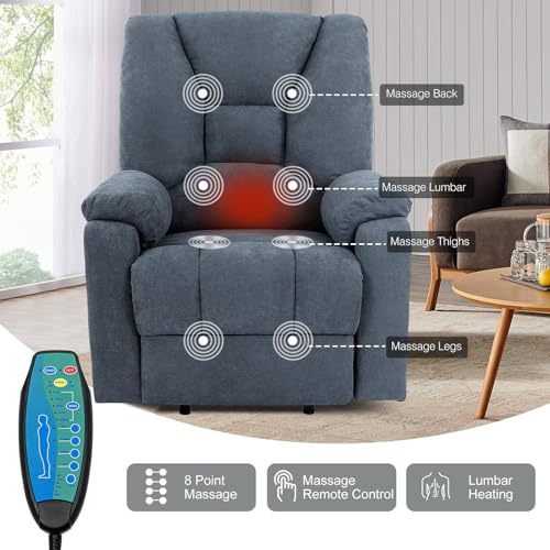 Power Lift Recliner Chair for Elderly, Massage Lift Recliner with Heat & Vibration, Fabric Electric Lift Reclining Chairs for Home Living Room (Dark Brown)