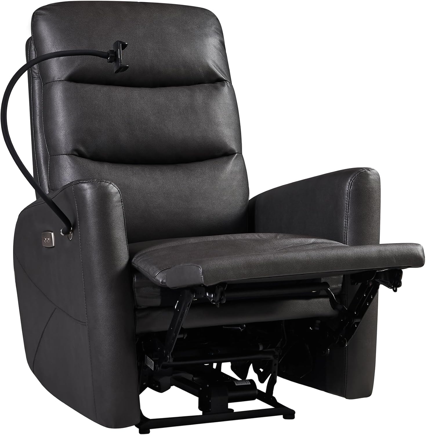 Zero Gravity USB Port and Phone Holder for Adults, Theater Seating Single Sofa for Small Space, Adjustable Lazy Boy Lounge, Easy Control, 3 Position (Grey), Leather Power Recliner Chair