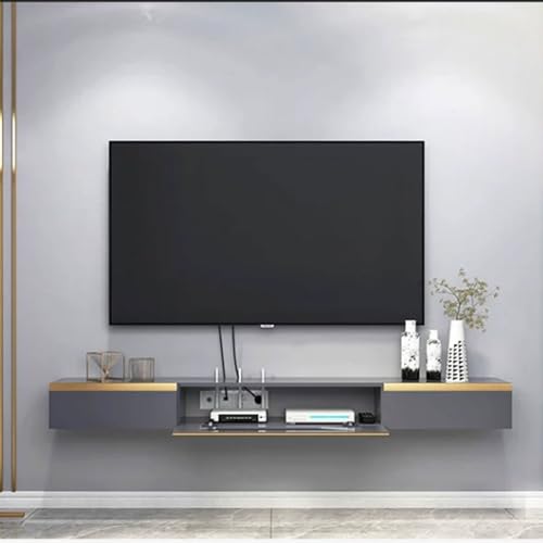 Wall Mounted TV Cabinet Wall Hanging Floating TV Stand, Wall Mounted Entertainment Center and Cabinet Shelf, TV Console with Storage, Media Console for DVD Player, Space-Saving Under TV Shelf for Bedr