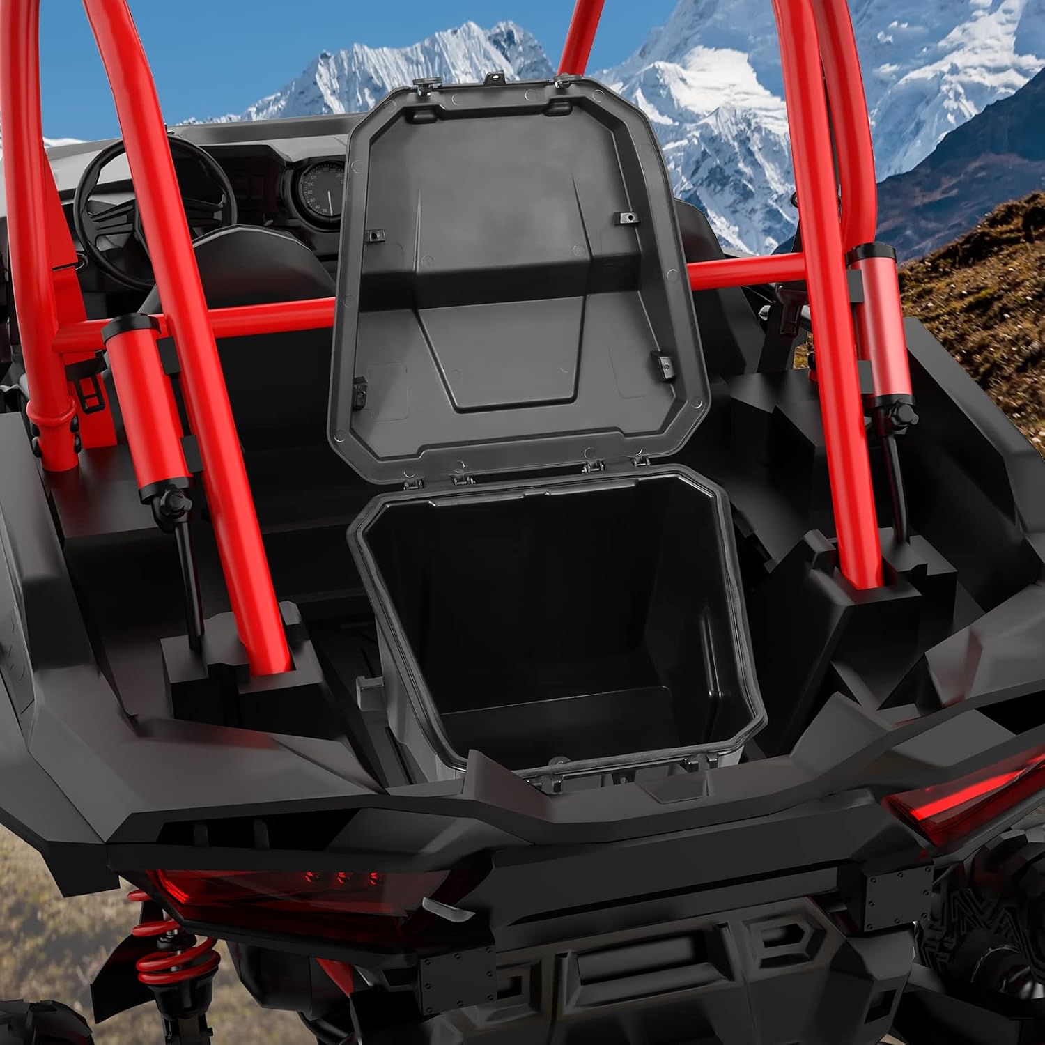 RZR Storage Box, Kemimoto Cargo Tool Box Waterproof Bed Box Compatible with Polaris RZR 900/ XP 1000/ XP 4 1000/ S 2014-2022 Black