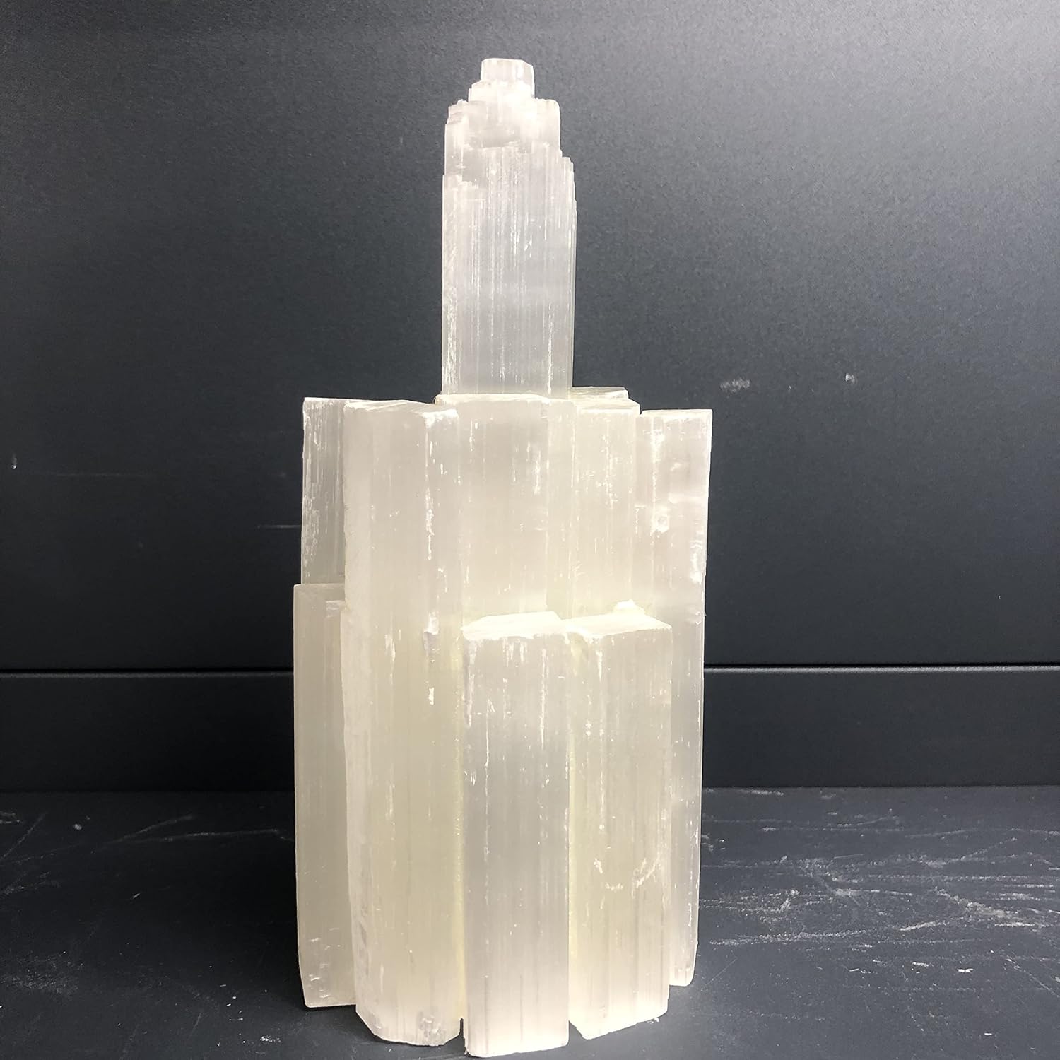 RALDMOV Hand Carved Natural White Crystal Selenite Gypsum Tower Gifts Home Decor (White, 5.9-7 inch) (Cluster) Pack of 2