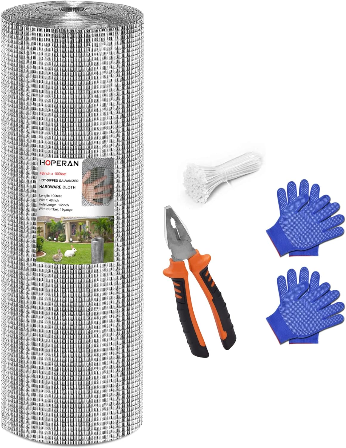 Hardware Cloth 1/2 inch 48 x 100 Ft Mesh 19 Gauge Chicken Wire Fencing - Hot Dipped Galvanized After Welded - Wire Fence Mesh Roll for Garden Fencing Chicken Coop & Pet Enclosures