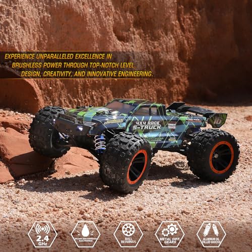 HAIBOXING 16890SA 1/16 Scale 4WD Brushless RC Truck Max 40 MPH Fast RC Cars, All Terrains RC Car with Independent ESC 4X4 Off-Road Semi-Truck for Boys and Adults, 3S Battery Applicable (not Included)