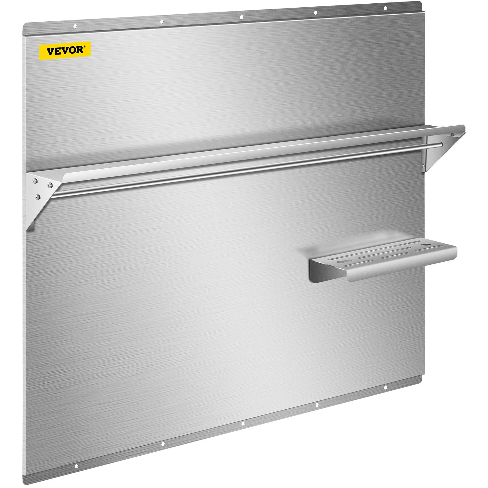 Vevor  36 x 30.7 in. Range Backsplash with Shelf Range Hood Wall Shield, Stainless Steel Backsplash Silver Splash Plate