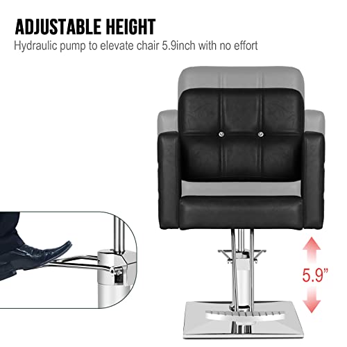 Paddie Salon Chair for Hair Stylist, Height Adjustable Hydraulic, Beauty 360 Degrees Rolling Swivel Hair Salon Equipment for Hair Stylist Women Man (Black)