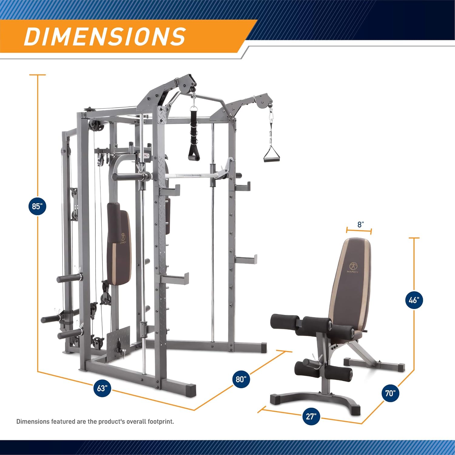 Marcy Combo Home Gym Equipment, Gray/Brown