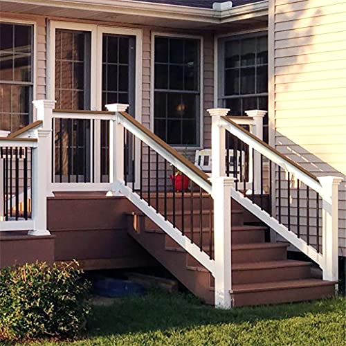 Deck Top Vinyl Stair Rail Kit White with Round Aluminum Balusters (6 ft. x 36 in.)