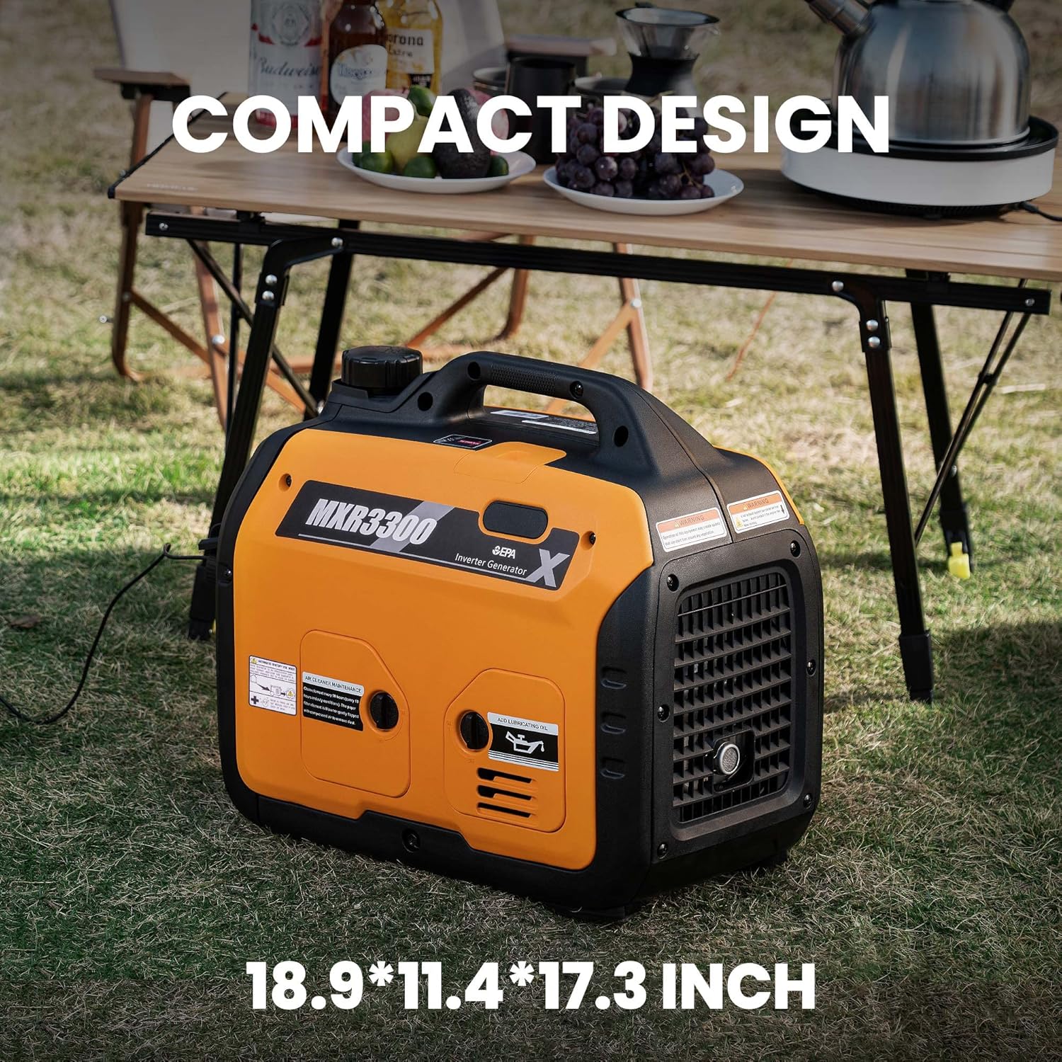 maXpeedingrods Portable Inverter Generator 3000W/3300W, Gas Powered Quiet Generator, EPA Compliant, for Home Camping Jobsites Woodwork, Co Alarm, RV Ready