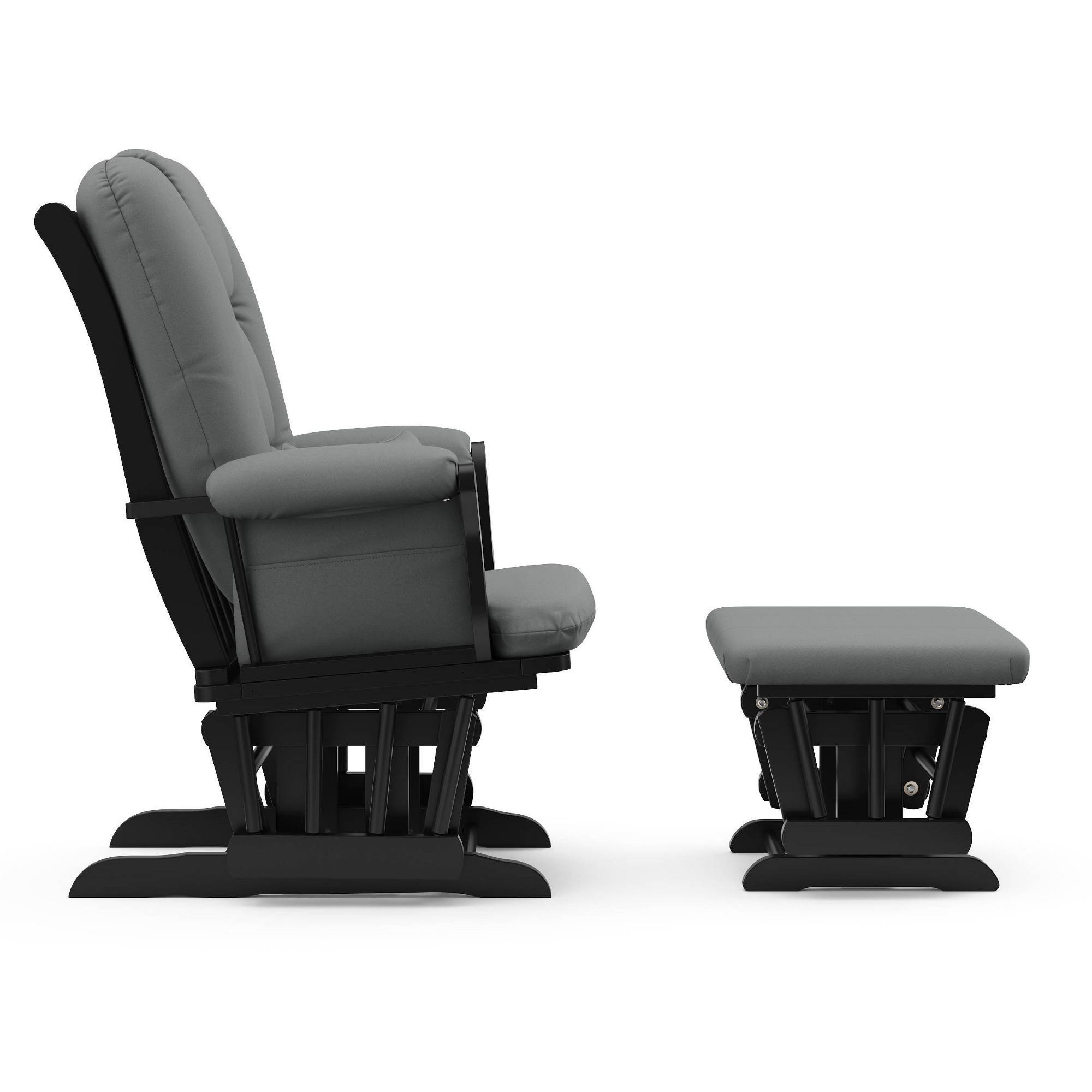 Storkcraft Tuscany Black Glider and Ottoman - Gray