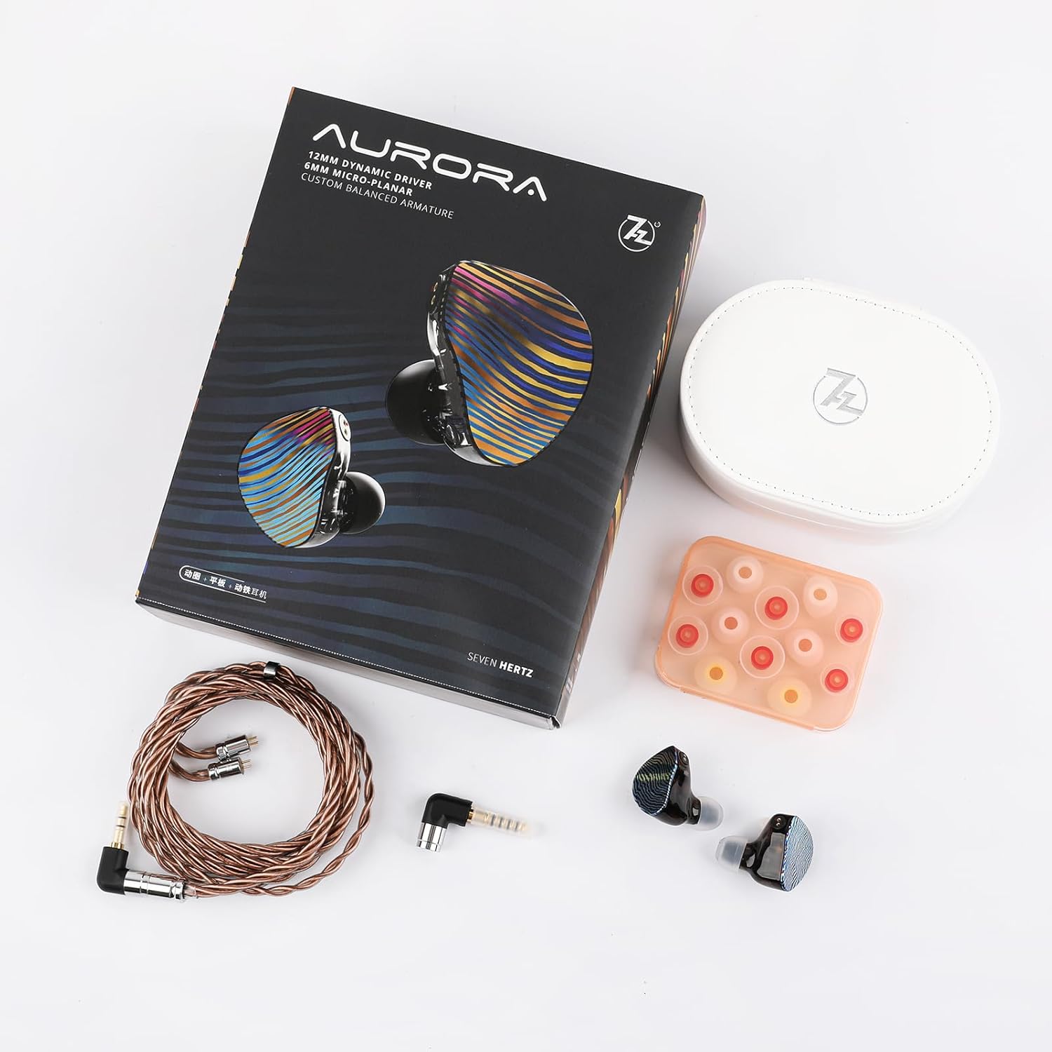 Linsoul 7Hz Aurora in Ear Monitor, 1 DD+1 Planar +2 BA IEM Earphones with 3D Printed Shells, Wired Gaming Earbuds, Detachable 2pin Cable for Musician Audiophile