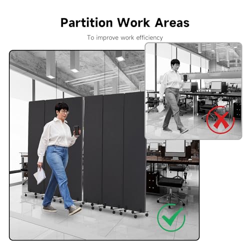 Real Relax Freestanding Room Divider, 24" x 66" Privacy Screen, Single Panel Cubicle Divider with Fixed and Sliding Feet, Removable Side Zipper, for School, Office, Hospital, Living Area, Library