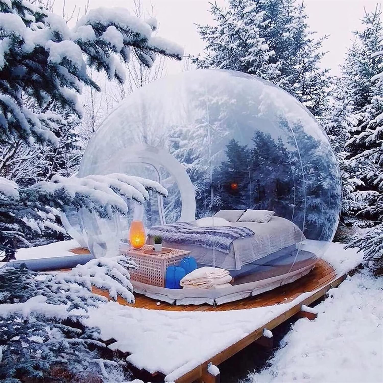 Inflatable Bubble Camping Tent, Transparent Inflatable Room Tent with Single Tunnel Dome for Garden Hotel with Blower