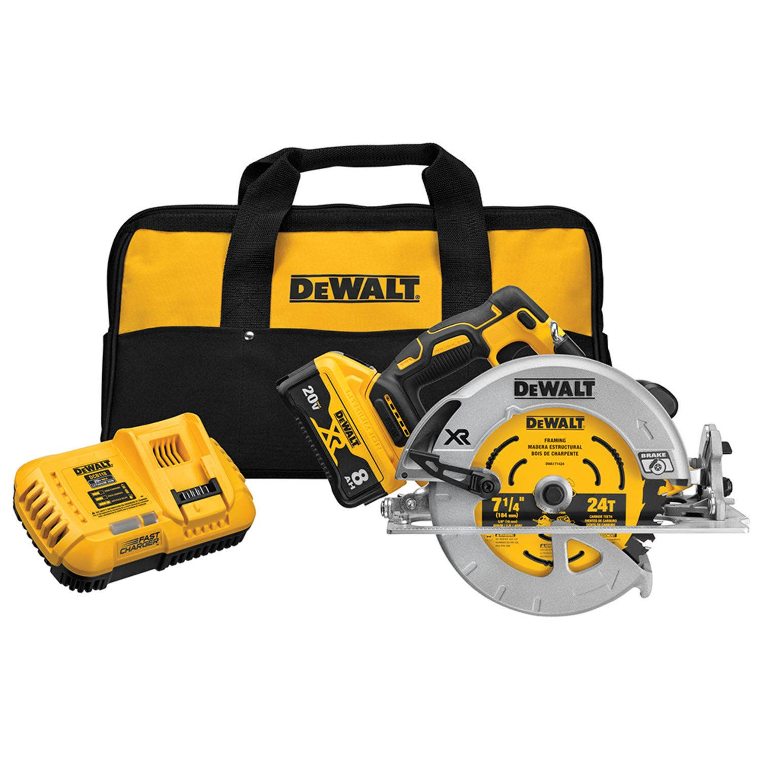 DeWalt DCS574W1 20V Max XR Circular Saw, 7-1/4-Inch, Brushless, Power Detect Tool Technology