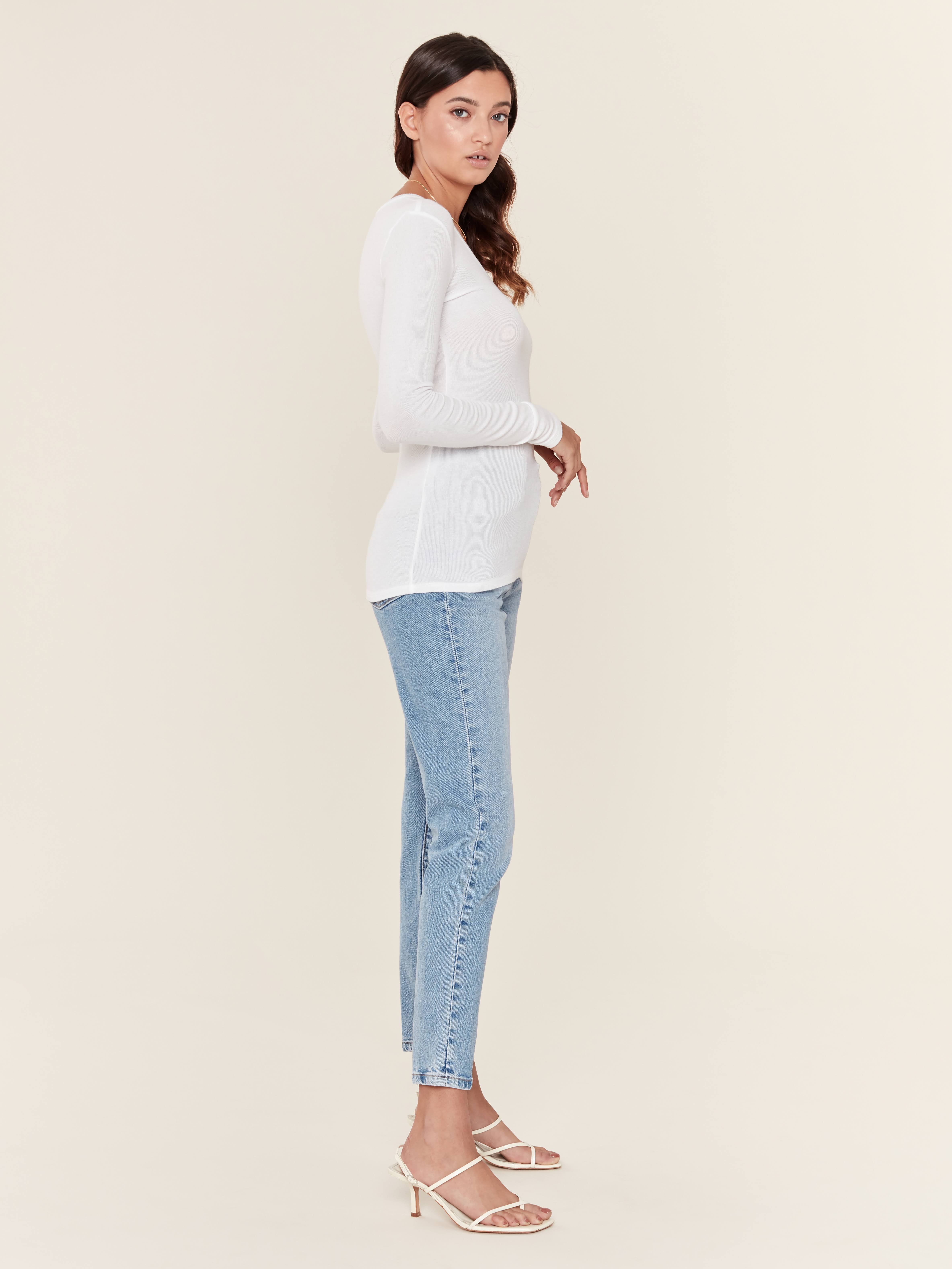 ATM Anthony Thomas Melillo Long-Sleeve V-Neck Tee - White Med
