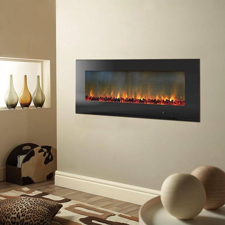 Cambridge Metropolitan Wall-Mount Electric Fireplace with Burning Log Display, White