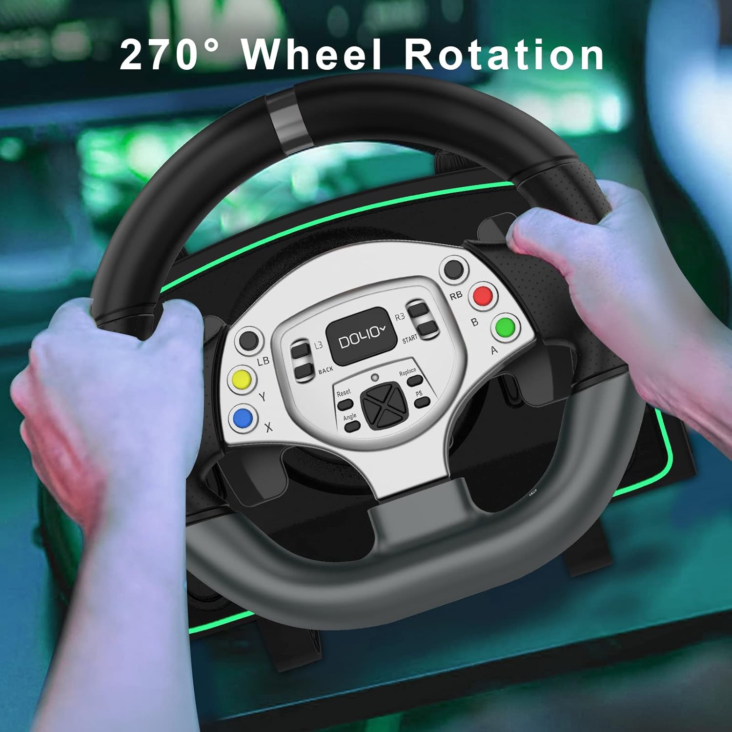 NBCP Racing Wheel, Gaming Steering Wheels Driving Sim Car Simulator 270° Pro Volante PC Pedals Paddle Gear Shifters for PC, PS3, Switch, Android TV