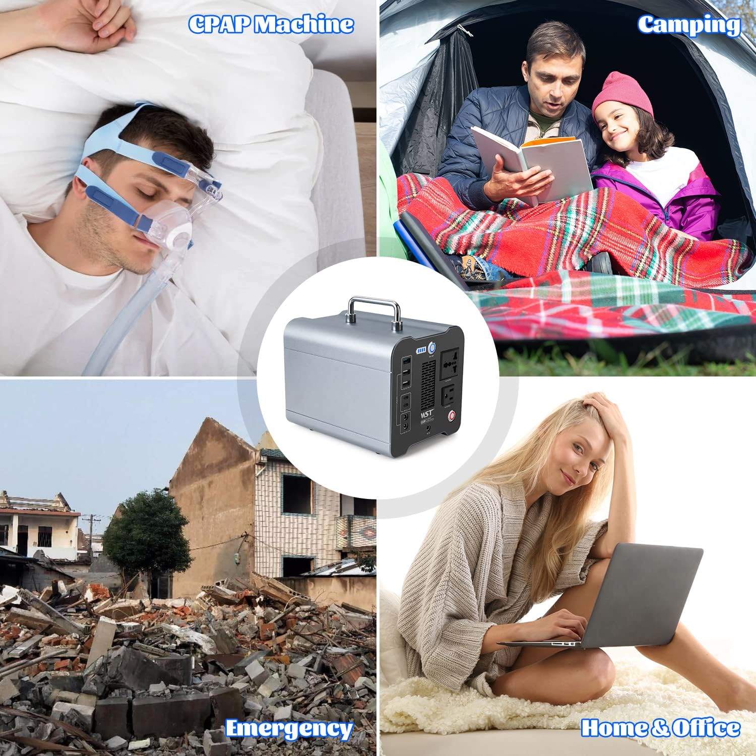 Portable Power Station, Energy Storage Power Bank Backup Lithium Battery, 110V/300W Pure Sine Wave AC Outlet, Solar Generator (Solar Panel Not Included) for Outdoors Camping Travel Hunting,Blackout