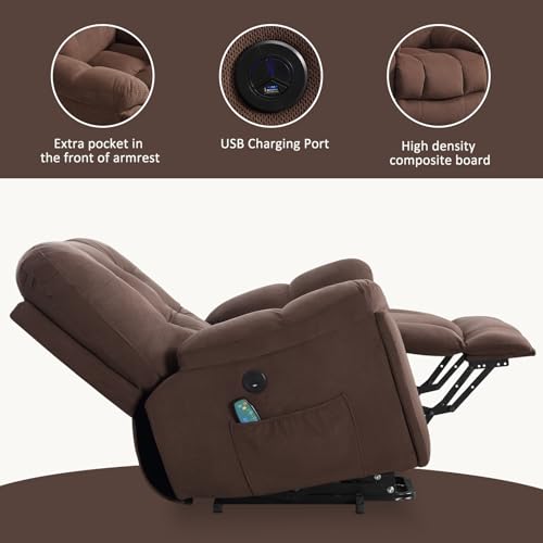 Power Lift Chair with Vibration Massage Electric Recliner Chairs with USB Charge Port and 2 Hidden Cup Holders
